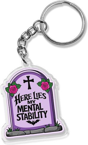 QUINNIAN Funny Keychain 2 Inches Humor Sarcastic Acrylic Material Keychains Key Ring Accessories in Kuwait