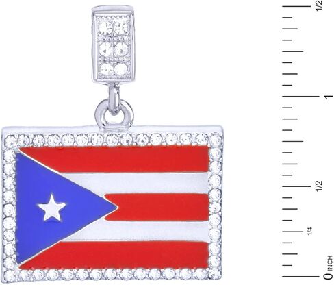 14K Gold Silver Plated Iced Simulated Diamond PUERTO RICO FLAG Pendant & 4mm 24" Rope Chain Hip Hop Style Fashion Necklace Gift Set in Kuwait