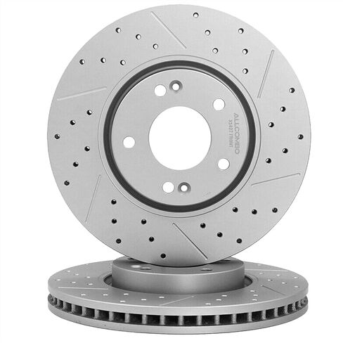Allcombo 11.81 "دوارات الفرامل الأمامية لـ 2006-2010 2011 2012 2013 2014 2015 2016 Hyundai Sonata، لـ Veloster Tucson، Kia Forte Koup Forte5 Rondo Optima Sportage استبدال الفرامل المشقوقة 31427 in Saudi Arabia