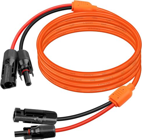 XRDS -RF كابل تمديد للطاقة الشمسية 50FT، 14AWG النحاس المعلب مع موصلات الألواح الشمسية، 10AWG أسلاك فرعية حمراء وسوداء، سلك طاقة خارجي عالي التحمل للمركبات الترفيهية والعاكس والمولدات ونظام خارج الشبكة in Saudi Arabia