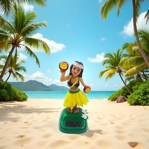 Yellow Hawaiian Dashboard Ornament with Kinetic Dance Motion, Solar-Powered Hula Girl Car Decor,Auto Interior Accessories & Tropical Home Decor for Office/Party Multi-Scene Decoration in Saudi Arabia