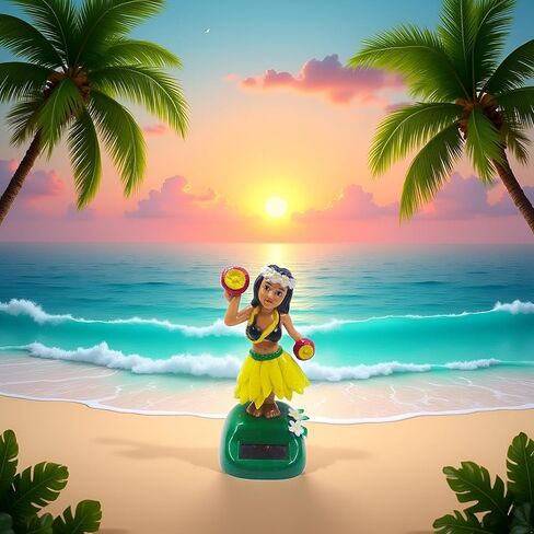 Yellow Hawaiian Dashboard Ornament with Kinetic Dance Motion, Solar-Powered Hula Girl Car Decor,Auto Interior Accessories & Tropical Home Decor for Office/Party Multi-Scene Decoration in Saudi Arabia