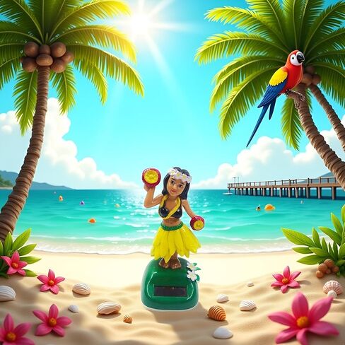Yellow Hawaiian Dashboard Ornament with Kinetic Dance Motion, Solar-Powered Hula Girl Car Decor,Auto Interior Accessories & Tropical Home Decor for Office/Party Multi-Scene Decoration in Saudi Arabia