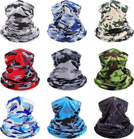 9 قطع الرجال بالاكلافا الرقبة الجراب قناع الوجه الصيف حماية الشمس التبريد غطاء الرأس تنفس وشاح باندانا in Kuwait