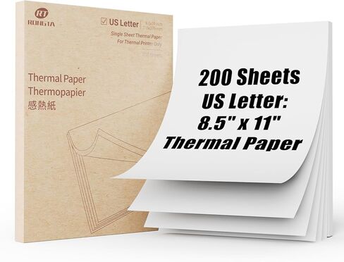 Rongta Thermal Printer Paper 8.5''x11'' US Letter Size, Thermal Paper Roll and Single Sheet, Advanced Clear Printing, Compatible with Other Thermal Printers (200 sheets) in Kuwait