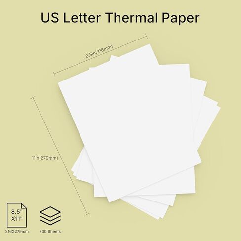Rongta Thermal Printer Paper 8.5''x11'' US Letter Size, Thermal Paper Roll and Single Sheet, Advanced Clear Printing, Compatible with Other Thermal Printers (200 sheets) in Kuwait
