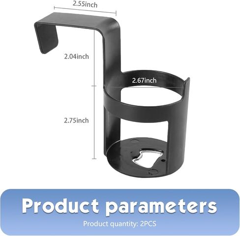 2 PCS Car Cup Holders, Multi-function Hanging Waterproof Holder for Drink Phone Key, Portable Anti-spill Gap Hook with Bottle Opener, Interior Storage Accessory for Window Armrest (Black) in Saudi Arabia