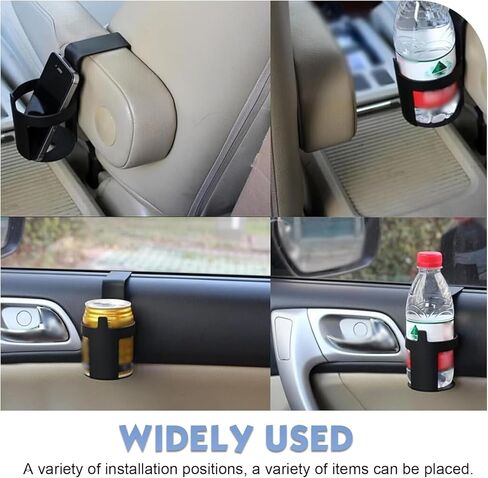 2 PCS Car Cup Holders, Multi-function Hanging Waterproof Holder for Drink Phone Key, Portable Anti-spill Gap Hook with Bottle Opener, Interior Storage Accessory for Window Armrest (Black) in Saudi Arabia