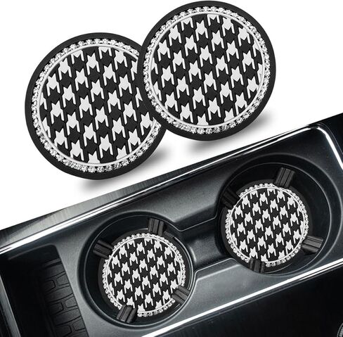 2PCS Bling Cup Coasters for Car, PVC Anti Slip Car Coasters for Cup Holders, Cute Cow Print Cup Holder Insert Coaster, 2.72 Inch Universal Car Accessories for Women Girl (Cow Print) in Saudi Arabia