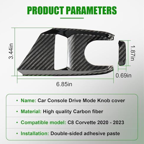 زخرفة قاعدة ناقل الحركة من ألياف الكربون الأصلية لسيارة كورفيت C8 2020-2025، غطاء لوحة ناقل الحركة من ألياف الكربون، لطبقة التحكم في مقبض اختيار وضع محرك كورفيت C8 in Kuwait