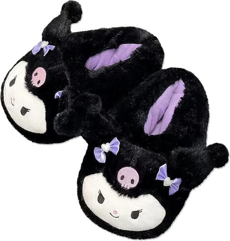 Roffatide Anime Kuromi Fuzzy Slippers with Melody, Closed Toe, Open Back, Foam Cinnamoroll Slippers with Rubber Sole for Women & Men in Saudi Arabia