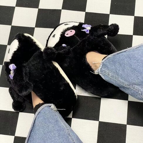 Roffatide Anime Kuromi Fuzzy Slippers with Melody, Closed Toe, Open Back, Foam Cinnamoroll Slippers with Rubber Sole for Women & Men in Saudi Arabia