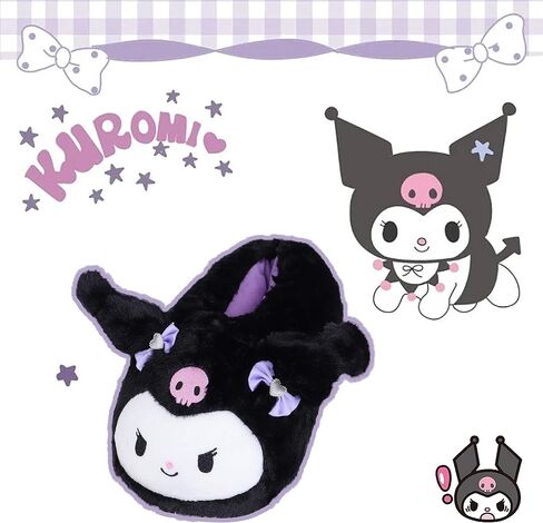 Roffatide Anime Kuromi Fuzzy Slippers with Melody, Closed Toe, Open Back, Foam Cinnamoroll Slippers with Rubber Sole for Women & Men in Saudi Arabia