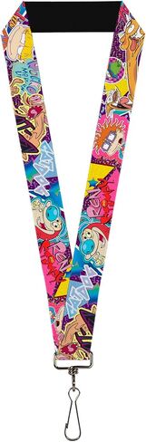 Buckle-Down Nickelodeon Lanyard, Nick 90s Rewind Characters and Logo Collage, Elastic in Saudi Arabia