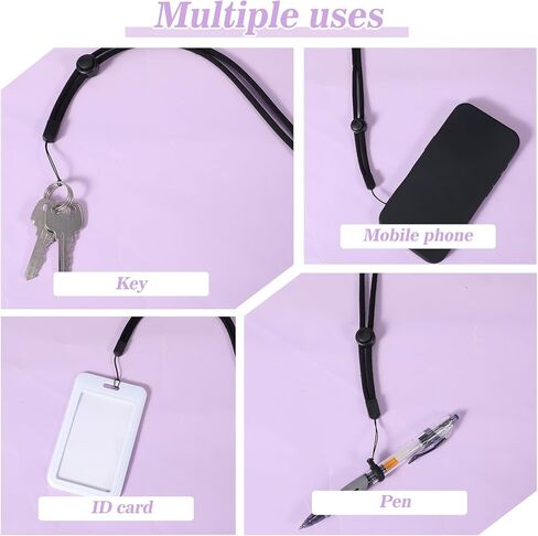 مجموعة 34 قطعة من الحبل المضاد للفقد تتضمن 9 حلقات مطاطية من السيليكون الأسود - 3 قطع حبال قابلة للتعديل، 4 حلقات مطاطية ملونة، حامل واقٍ للقلم الناعم لقلادة سلسلة المفاتيح in Kuwait