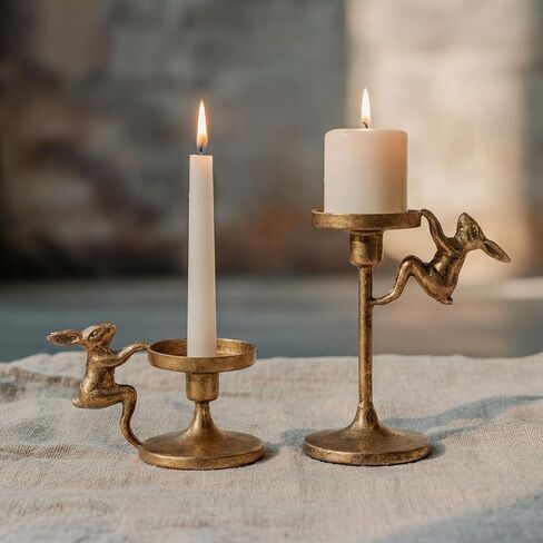 2 جهاز كمبيوتر شخصى عيد الفصح الأرنب تفتق شمعة حامل الذهب حاملي الشمعدان عيد الفصح الأرنب الزينة خمر ريفي الشمعدانات الركيزة ديكور لطاولة الموقد حزب عباءة in Kuwait