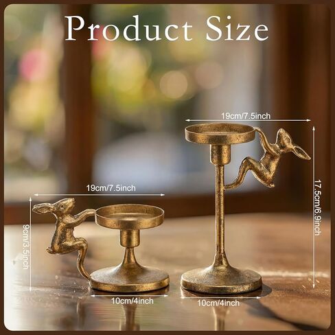 2 جهاز كمبيوتر شخصى عيد الفصح الأرنب تفتق شمعة حامل الذهب حاملي الشمعدان عيد الفصح الأرنب الزينة خمر ريفي الشمعدانات الركيزة ديكور لطاولة الموقد حزب عباءة in Kuwait