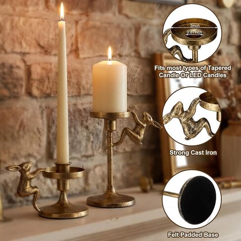 2 جهاز كمبيوتر شخصى عيد الفصح الأرنب تفتق شمعة حامل الذهب حاملي الشمعدان عيد الفصح الأرنب الزينة خمر ريفي الشمعدانات الركيزة ديكور لطاولة الموقد حزب عباءة in Kuwait