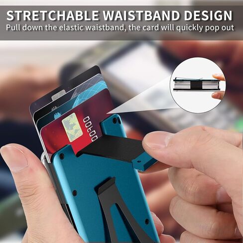 Ultra-Thin Aluminum Mens Wallet with RFID Blocking, Slim Minimalist Wallet for Men with Money Clip Card Wallet with ID Holder, Blue in Saudi Arabia