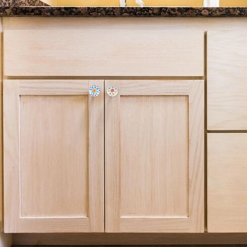 Luxshiny Cartoon Wardrobe Handle and Single Hole Round Drawer Pull Knob Set, Ceramic Cute ’ Furniture Accessories, 4pcs Colorful Cartoon Door Handles for Bedroom Cabinets in Kuwait