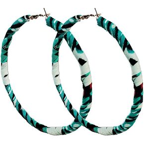 Dupsie's Turquoise Hoop Earrings wrapped in African Print Fabric in Kuwait
