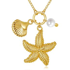 قلادة نجم البحر 925 من الفضة الاسترليني قلادة على شكل نجم البحر هدايا مجوهرات الشاطئ للنساء in Kuwait