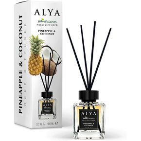 ALYA Nature's Scents Reed Diffuser، عطر الأناناس وجوز الهند، 3.3 أونصة سائلة، 100 مل in Saudi Arabia