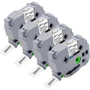 TZe-251 24 مم 0.94 بديل أبيض مصفح لشريط الملصقات P-Touch TZe251 TZ-251 أسود على أبيض 1 بوصة شريط TZe Tz يعمل لـ PT-D600 PT-D610BT PTP700 PTP710BT، 4 عبوات in Kuwait