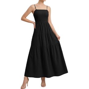 فستان صيفي نسائي من Okiwam موضة 2026 فستان بوهو غير رسمي بدون أكمام وحزام سباغيتي فستان ماكسي مكشكش طويل للشاطئ فساتين الشمس in Kuwait