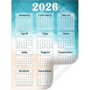 ملصق لاصق للتقويم السنوي في لمحة | قابلة للإزالة وتغيير المكان (أبيض 2026، 6 × 9 بوصات) in Kuwait