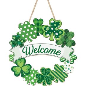 أكاليل عيد القديس باتريك لديكورات الباب الأمامي، ترحيب، علامة باب شامروك الأيرلندية، لافتات جدارية خشبية، البرسيم الربيع، عيد القديس باتريك، ديكور معلق في الأماكن المغلقة وفي الهواء الطلق لحفلة المكتب المنزلي in Kuwait