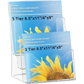 حامل كتيب أكريليك 8.5 × 11 بوصة، حامل عرض شفاف 3 طبقات تصميم خلفي مائل، حامل طاولة بلاستيكي حامل لافتة مع مقسم جدار جبل xydstay حامل كتيب أكريليك 8.5 × 11 بوصة، حامل عرض شفاف 3 طبقات تصميم خلفي مائل، حامل طاولة بلاستيكي S in Kuwait