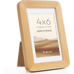 Fun Memories 11x14 Picture Frame - Solid Walnut Wood 11x14 Frame with Mat for 8x10 Photos, 11 By 14 Poster Frame Wood for Wall & Tabletop Display, Natural Walnut in Kuwait