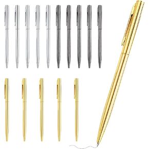 15Pcs Ballpoint Pens(Gold, Silver & Gray), Black Ink Medium Point, Smooth Writing Metal Pen Bulk in Kuwait