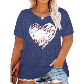 بلانشز حجم كبير قمصان البيسبول النساء البيسبول أمي بلايز القلب الجرافيك الكرة اللينة تي شيرت لعبة يوم قصيرة الأكمام بلايز in Kuwait