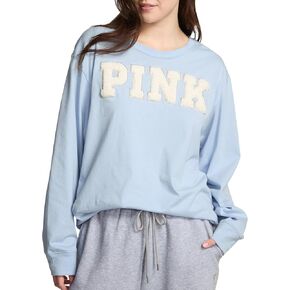 تي شيرت Victoria's Secret قطن وردي بأكمام طويلة Campus Ringer (XS-XXL) in Kuwait