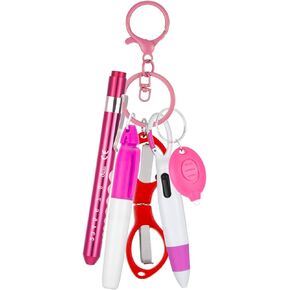 مجموعة أقلام ممرضة 6 قطع، مجموعة سلسلة مفاتيح ممرضة تتضمن مشبك سلسلة مفاتيح للرضاعة، قلم تحديد دائم، قلم تمييز، قلم حبر جاف قابل للسحب، مقص قابل للطي وأضواء مصباح يدوي LED (وردي) in Kuwait