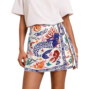 Women’s Summer Boho Skirts Floral Print Tie Knot Wrap Skirt Cute Tropical Ocean Graphic Mini Short Skirts Beachwear in Kuwait