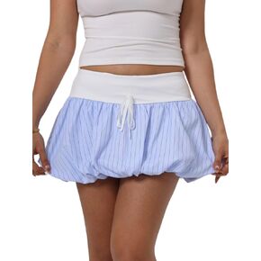 تنورة Verdusa للسيدات مخططة ذات ألوان متعددة، تنورة قصيرة مكشكشة برباط وخصر منسدل in Kuwait