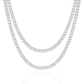 40+ Grams VVS1/D 6.55 Ctw. Solitaire Prong Set Lab Grown Diamonds 14K Solid White Gold Micron Bonded 4mm One Row Tennis Link Choker Chain Neckless Unisex in Kuwait