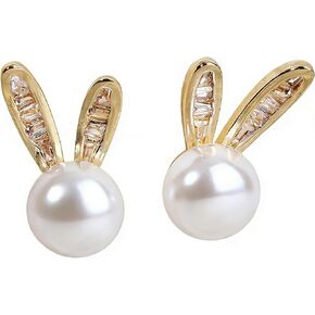 أرنب عيد الفصح أقراط اللؤلؤ ترصيع لذيذ الأرنب مجوهرات الحيوان لطيف (أرنب 2) in Kuwait