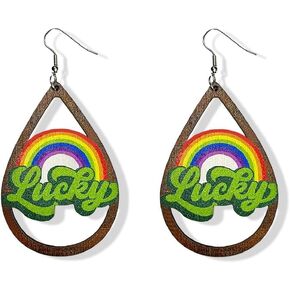 أقراط عيد القديس باتريك للنساء حلق أكريليك على شكل ورقة خضراء لامعة لمجوهرات أزياء العطلات in Kuwait