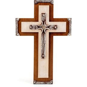 BONNY DODO المسيحي ديكور جدار الصليب الفن الخشبي الجدار شنقا ريفي 3 طبقات الفن الراتنج تقليد الملمس المعدني عملية النحت الخشب الصليب للمنزل (ثلاثة طبقة نمط الرجعية) in Kuwait