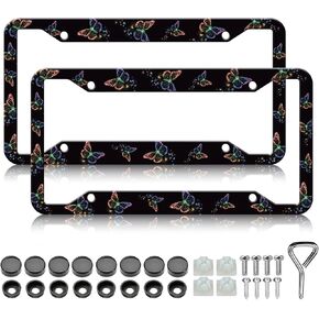 HCSS Pink Dog Paw Print License Plate Frames - 2 Pack Pink Bling Pet Footprint License Plate Holder, Aluminum Metal Rust-Proof Waterproof Car Decorative Tag Frame for Standard US 12x6 Inch in Saudi Arabia