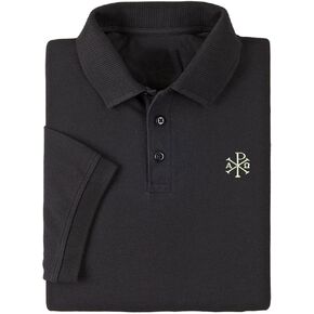 Mens Polo Shirts Short Sleeve Cross CHI-RHO Jesus Christ Embroidery Casual Polo in Kuwait