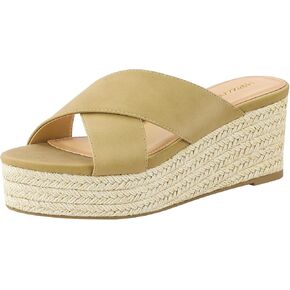 PIZZ ANNU Women's Misty Criss Cross Platform Wedge Sandals Open Toe Espadrille Heels Sandals for Casual Summer Slide Shoes in Kuwait