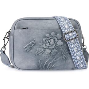 Small Crossbody Purses for Women, Trendy Vegan Leather Crossbody Bag Embossed Travel Shoulder Handbags with Wide Strap in Kuwait