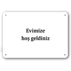 Door Sign - Welcome to Our Home in Turkish Language - Decorative White Aluminum in Kuwait