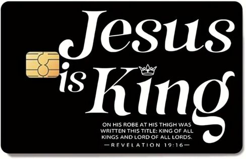 أغلفة بطاقات الائتمان ESG Jesus is King Christian - 4 قطع، فينيل أسود، 3.37 × 3.37 بوصة in Saudi Arabia
