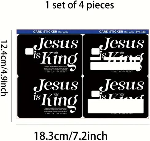 أغلفة بطاقات الائتمان ESG Jesus is King Christian - 4 قطع، فينيل أسود، 3.37 × 3.37 بوصة in Saudi Arabia